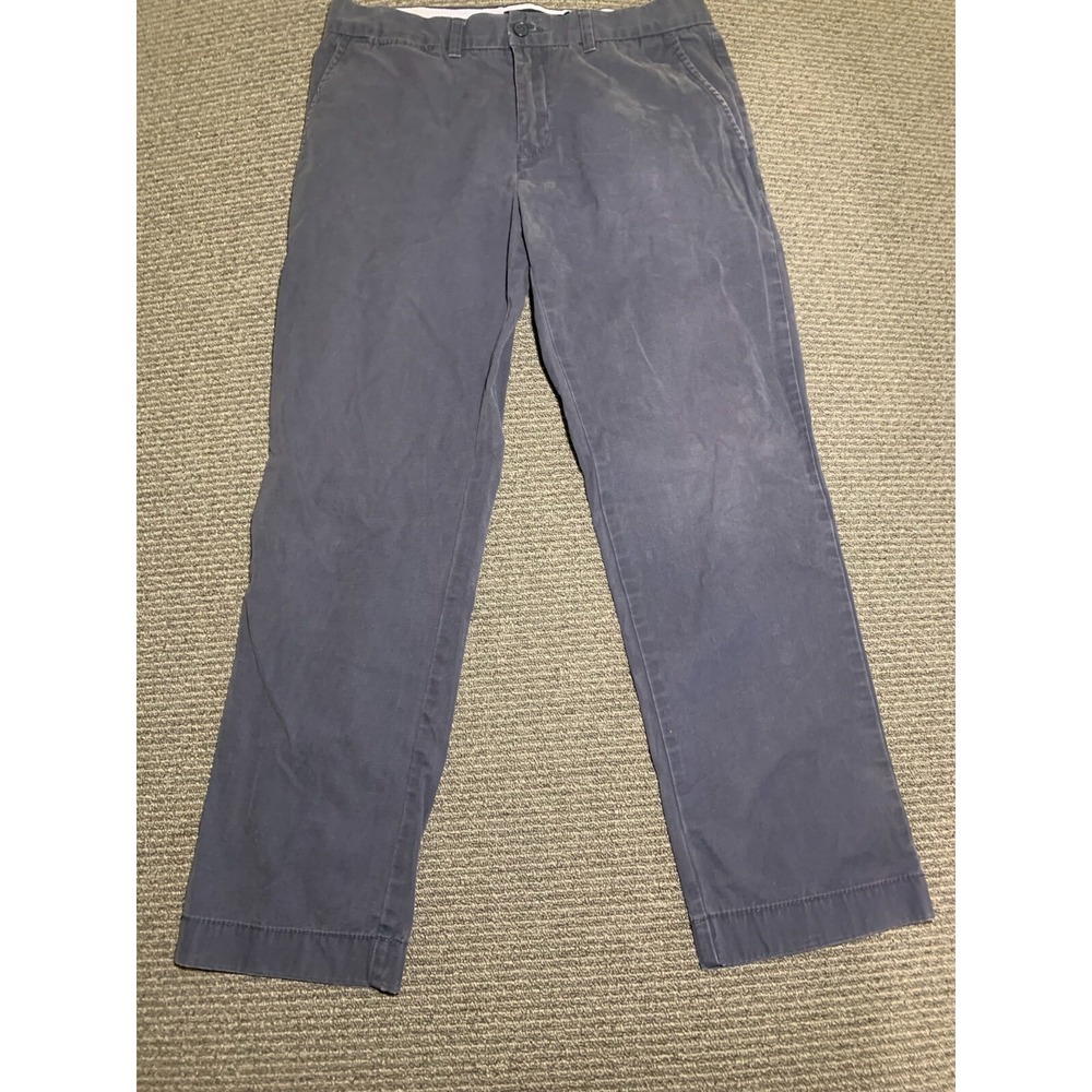 Tommy Hilfiger Custom Fit Chino Pants Mens 34x30 Navy Blue Flat Front Straight